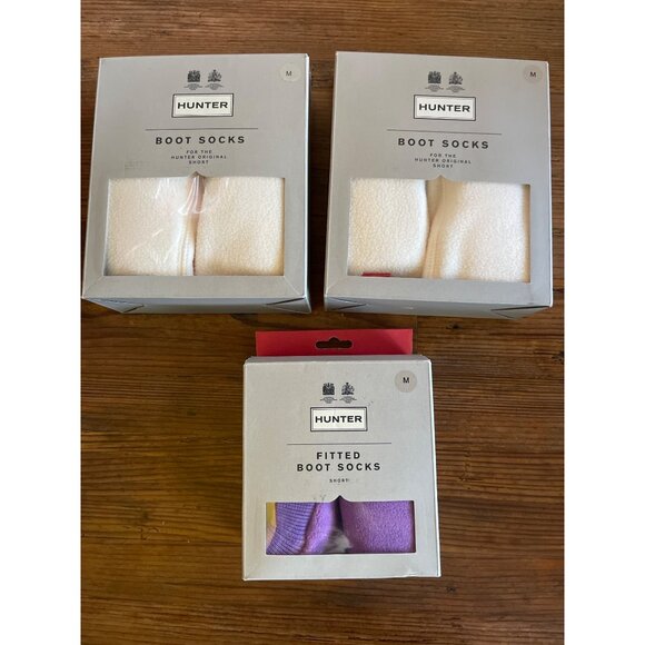 Hunter Original Short Cable Knit Boot Socks - Medium Size, Set of 3 New In Box - Picture 1 of 4